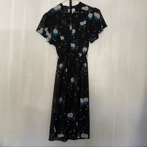 Floral black summer dress